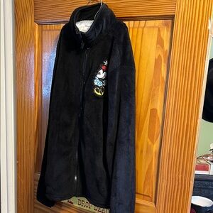 Disney Black Fleece Jacket with Embroidered Minnie Mouse Size Small